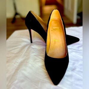 Christian Louboutin Black Pointed Suede Stiletto Pumps
